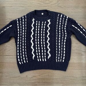 Margaret O'Leary Navy Cable Knit Pullover Sweater Small